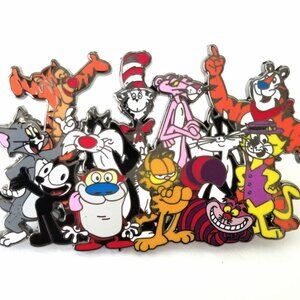 Feline Fanatic Cartoon Cat Pin – Jumbo 80s 90s Enamel Lapel Pin